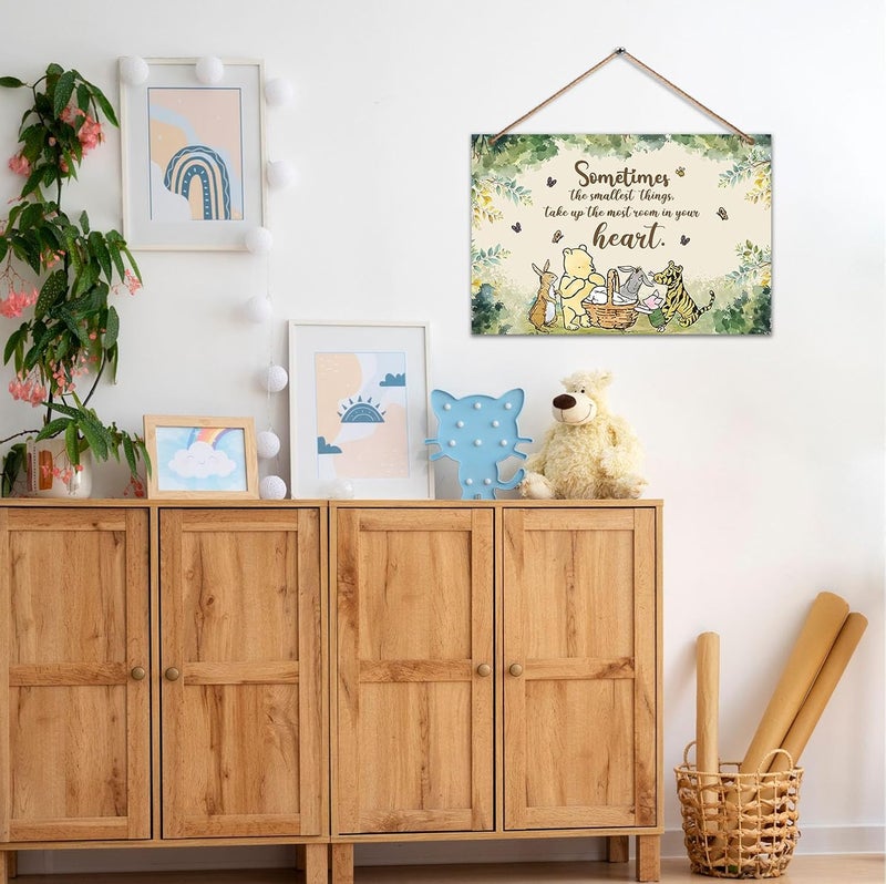 Hatzelou 1PCS Winnie Quotes Baby Shower Sign, the Pooh Wall Hanging Decor, Sometimes the Most Things Wall Gifts, Adorable Winnie Sign for Nursery Home Bedroom, Baby Shower Party Supplies - Image 3